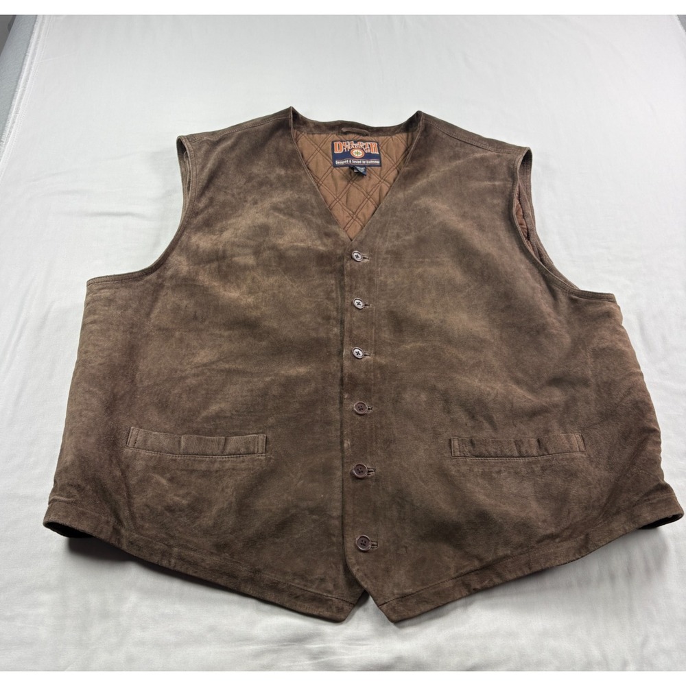 Duluth Trading Co Suede Leather Vest Mens 3XL Brown Western Casual Pockets